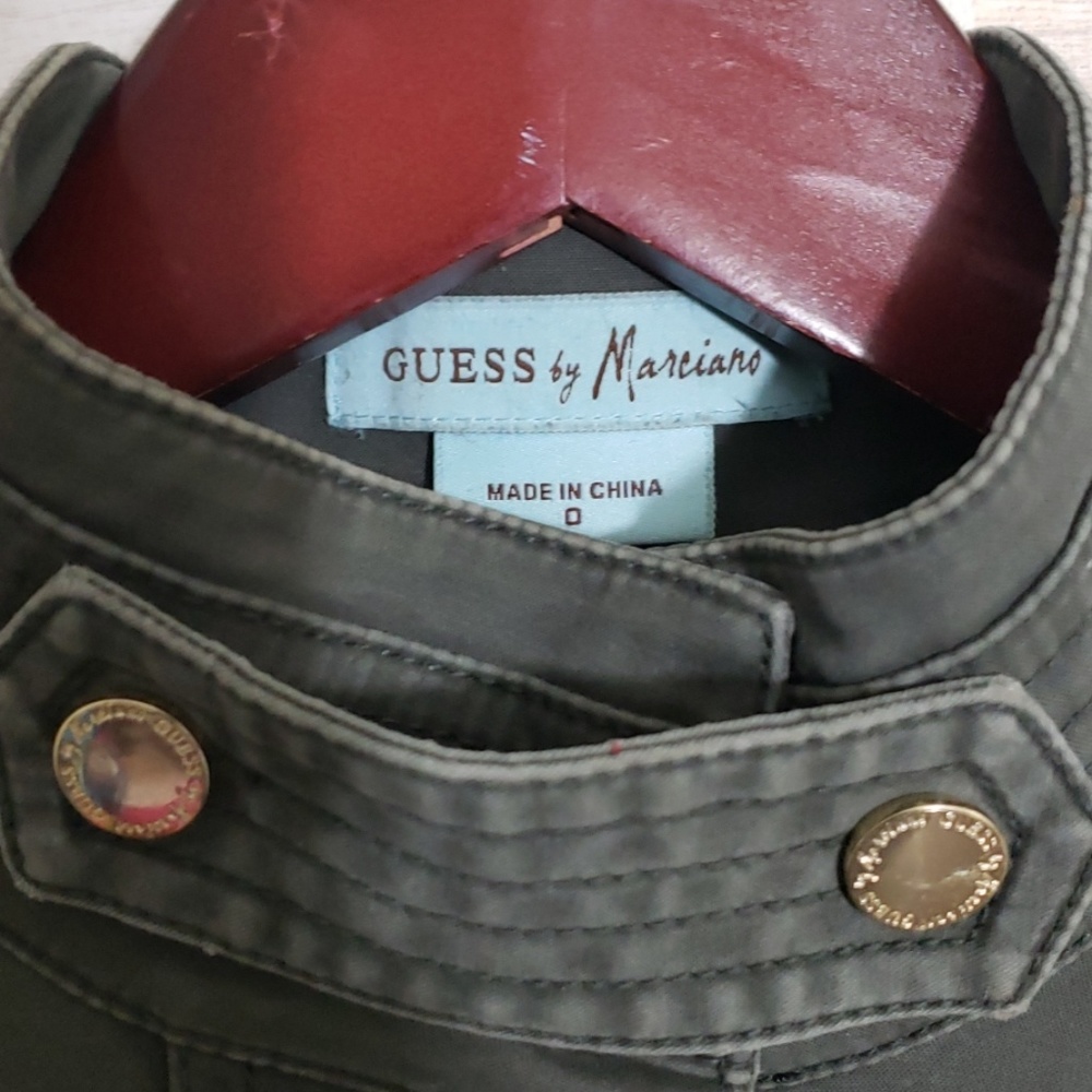 GUESS Army Green Coat w/Gold Buttons & Belt - Picture 5 of 8